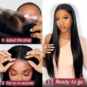 26-Inch Natural Black Long Straight Glueless Lace Front Wig – 180% Density, Pre-Plucked Hairline with Baby Hair – Heat Resistant Synthetic Daily Wear Wig