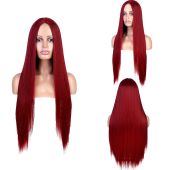 26-Inch Long Straight Synthetic Wig – Vibrant Burgundy/Wine Red – Heat Resistant Fiber & Shed-Resistant Double WeftProduct