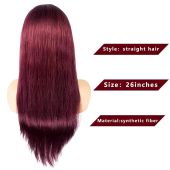 26-Inch Long Straight Synthetic Wig – Vibrant Burgundy/Wine Red – Heat Resistant Fiber & Shed-Resistant Double WeftProduct